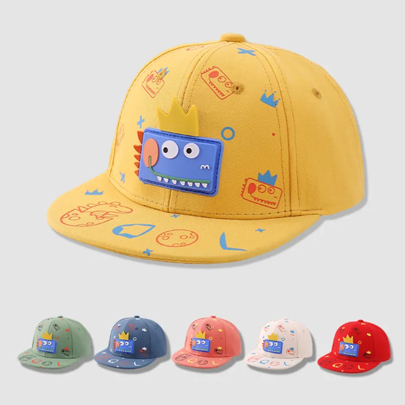 Cartoon Dinosaur Children's Baseball Cap Sunshade Hip Hop Flat Brim Hat For Boys And Girls Adjustable Kids Outdoor Sport Cap