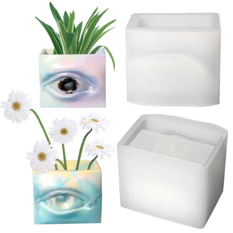 Quadratische 3D Augen Design Silikonform Für DIY Harzguss Blumentopf Stifthalter Sukkulenten Pflanzgefäß Handwerkzeug