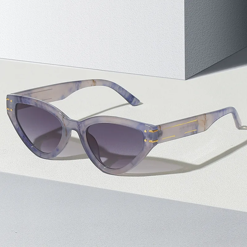 Cat Eye Sunglasses Retro Fashion UV400 Protection PC Frame AC Lens Metal Decoration Outdoor Eyewear For Women