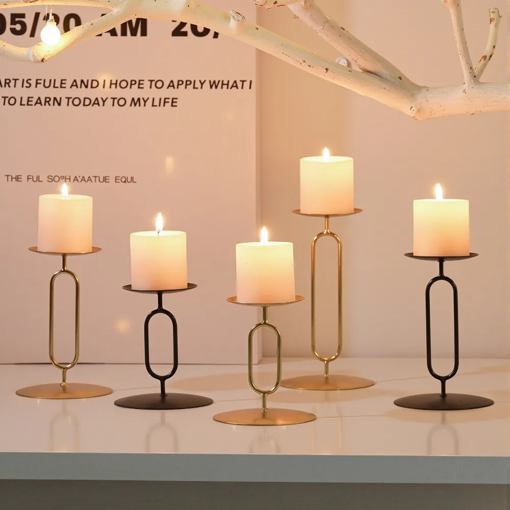 Modern Minimalist Geometric Iron Candle Holder Nordic Oval Candlestick For Home Table Desktop Decoration Wedding