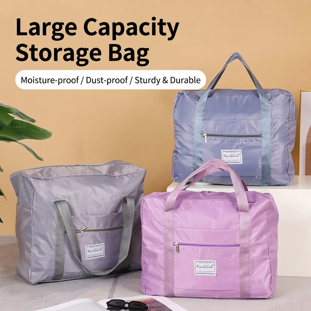 Large Capacity Oxford Cloth Travel Bag Waterproof Foldable Duffel For Packing Storage Weekend Trip Simple Urban Style