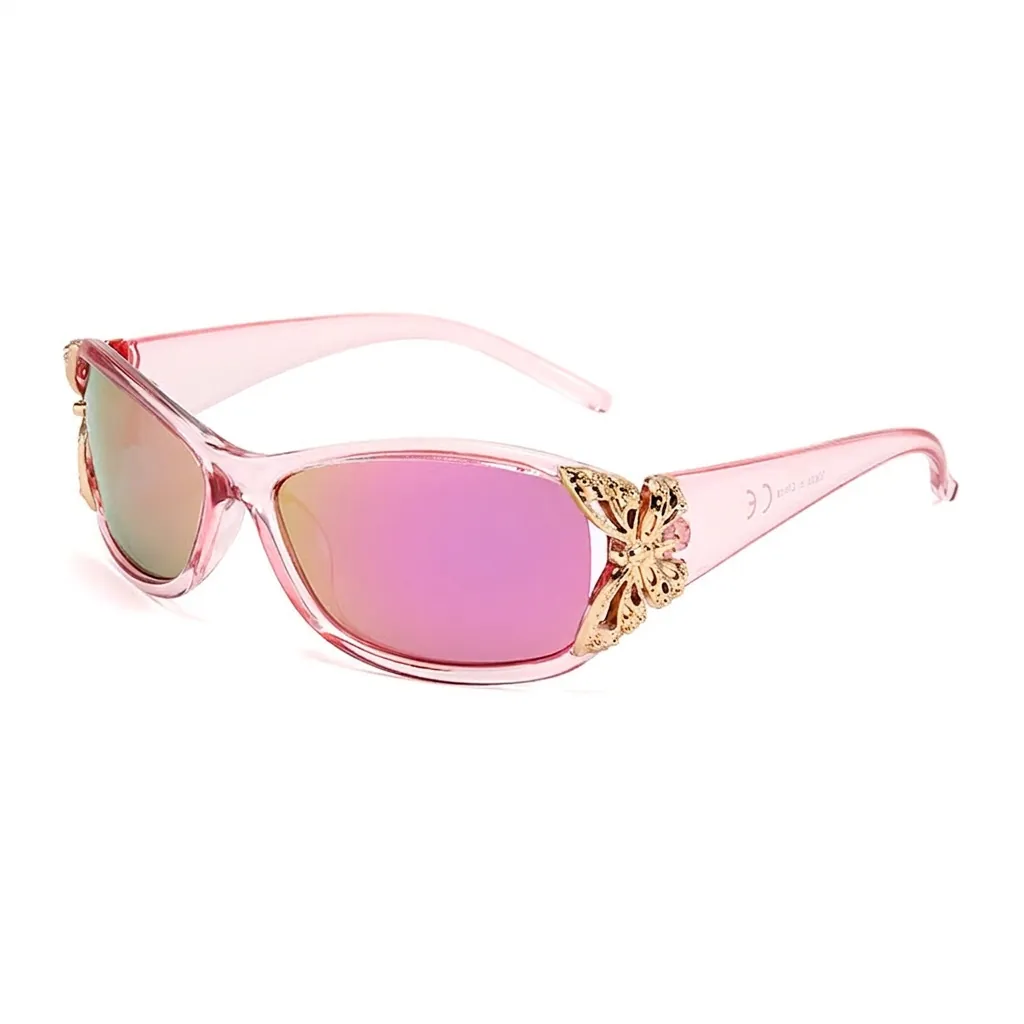 Women Polarized Sunglasses Butterfly Metal Decor Y2K Fashion UV400 Protection PC Frame TAC Lens Driving Outdoor Punk Style