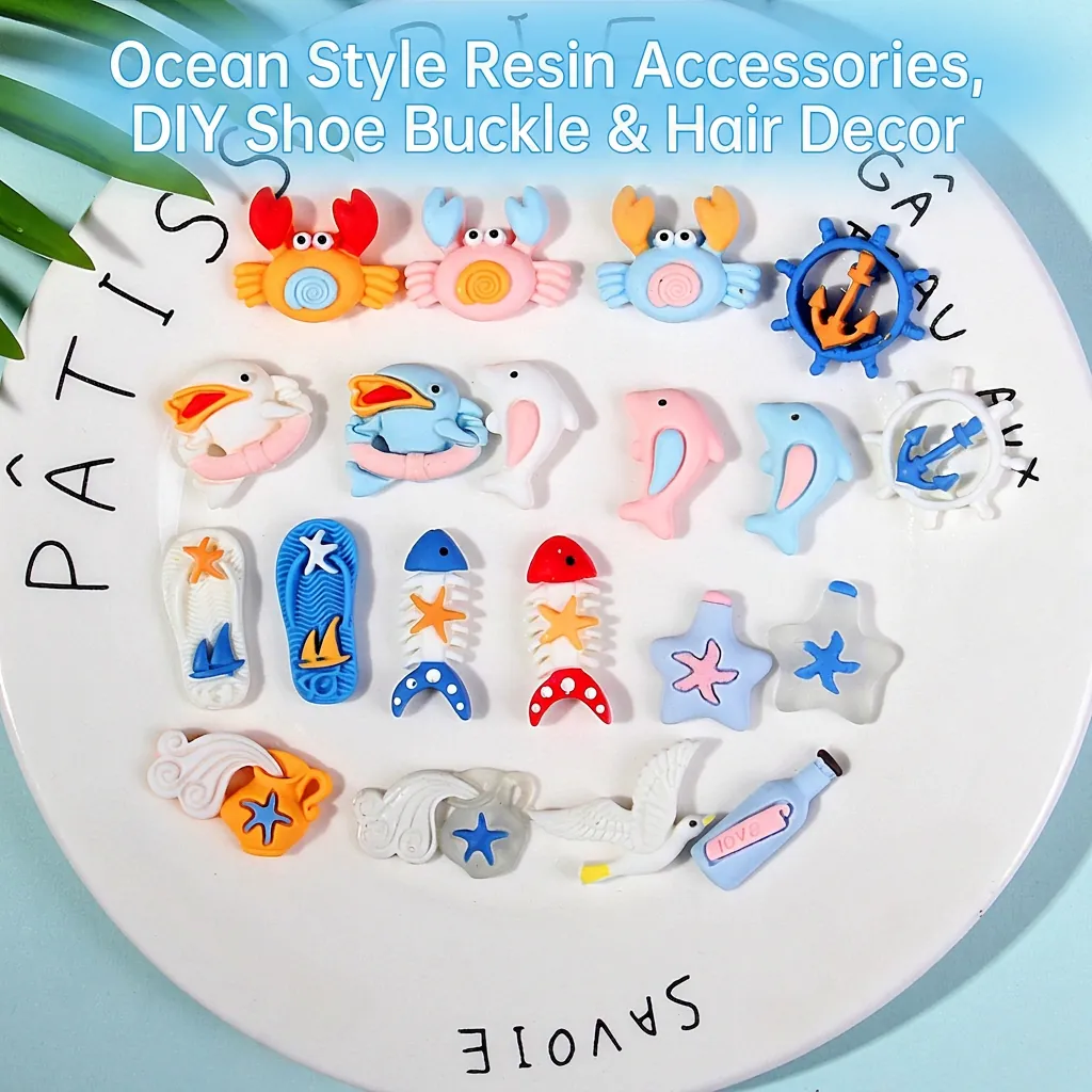 Accessori In Resina A Tema Oceanico Ciondoli Stile Marino Delfino Granchio Stella Marina Gabbiano Per Fai Da Te Decor