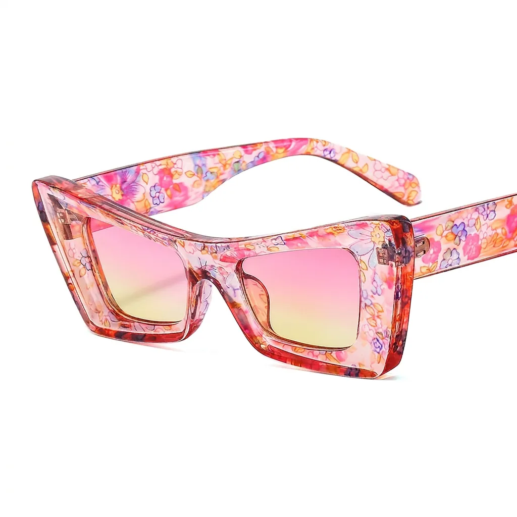 Occhiali Da Sole Cat Eye PC Geometrici Retrò UV400 Protezione Streetwear Party Accessorio Moda Donna Floreale