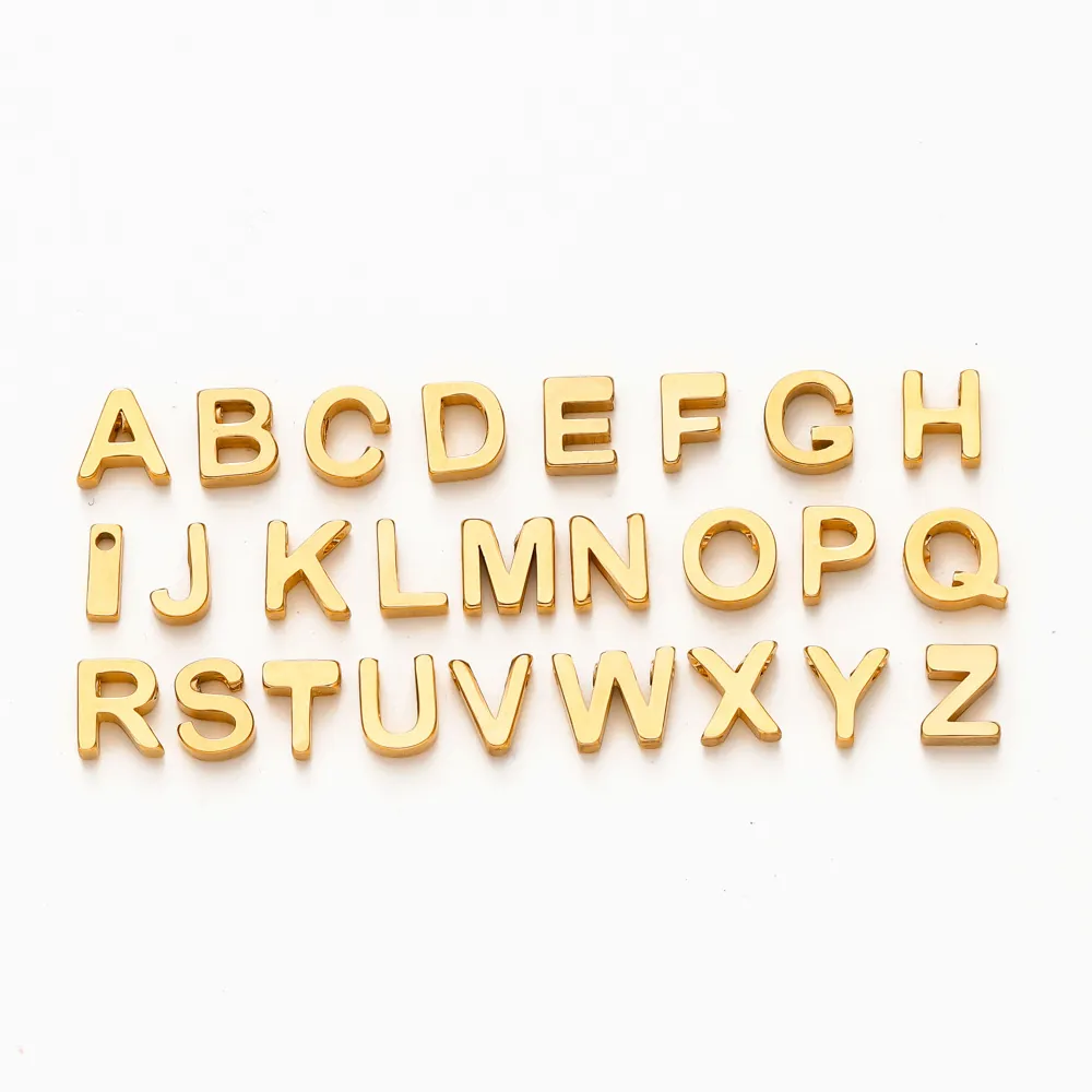 Stainless Steel English Alphabet Letters Charms DIY Jewelry Making Vacuum Gold Plated Small Initial Pendants
