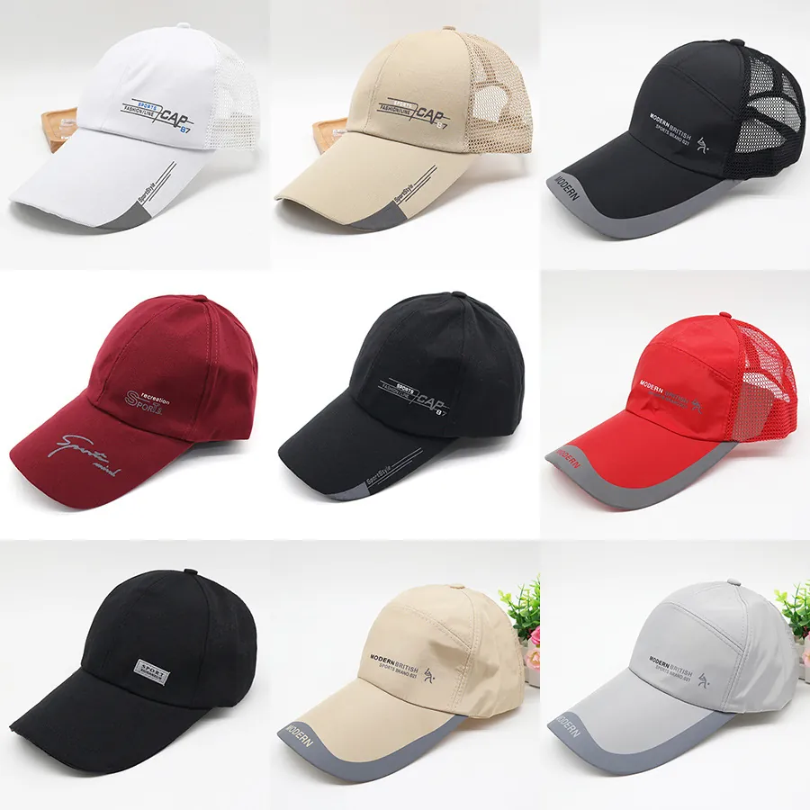 Baseball Cap Men Women Outdoor Sports Sun Hat Breathable Mesh Quick Dry Adjustable Long Brim Cotton Polyester Modern Style