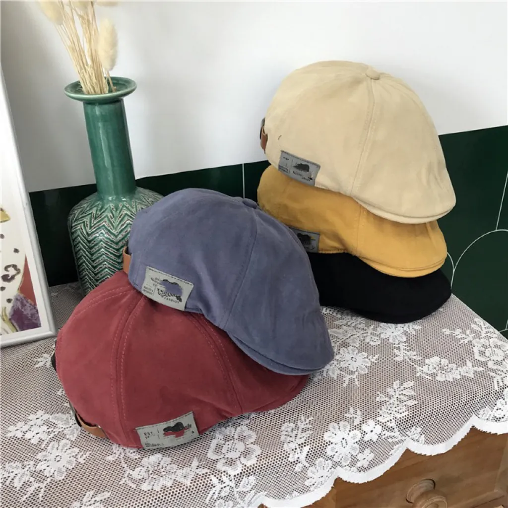 Vintage Cotton Beret Hat For Men Women Adjustable Retro Forward Cap British Style Solid Color Newsboy Painter Hat Accessories