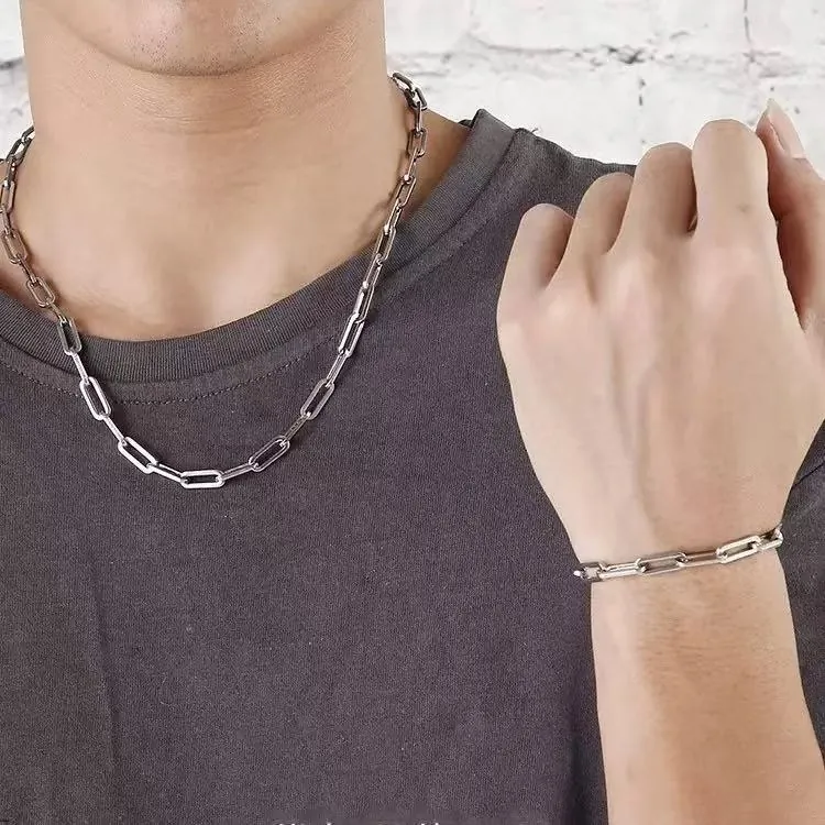 Paperclip Chain Necklace Stainless Steel Minimalist Polished Link Choker Fashion Jewelry Unisex Minimalist Accessory