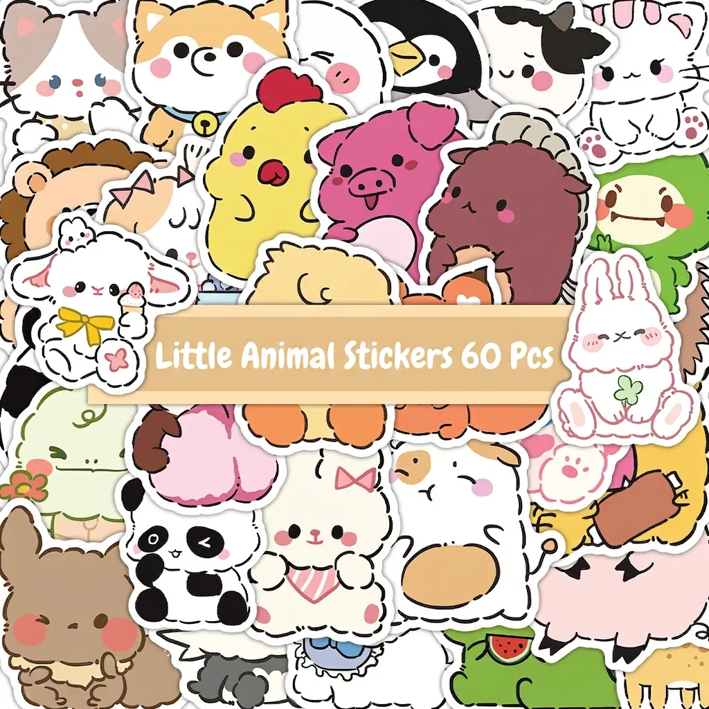 Cute Cartoon Animal Stickers Waterproof PVC Decorative Decals For Laptop Luggage Phone Case Removable Graffiti Style