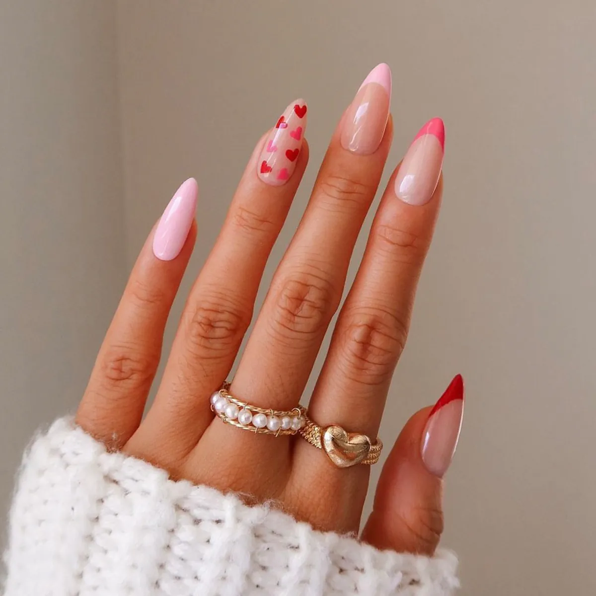 Press On Nails French Style Heart Flower Designs False Nail Tips For Women Manicure With Jelly Glue And Nail File