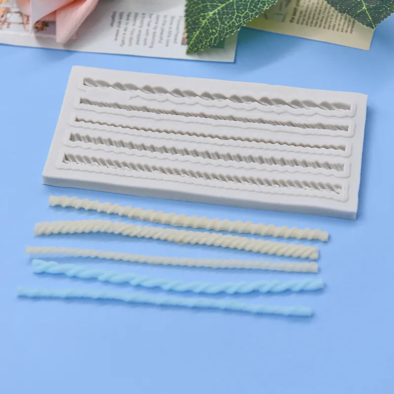 Braided Rope Silicone Mold Fondant Cake Decoration DIY Baking Tools Twisted Texture Chocolate Craft Mold