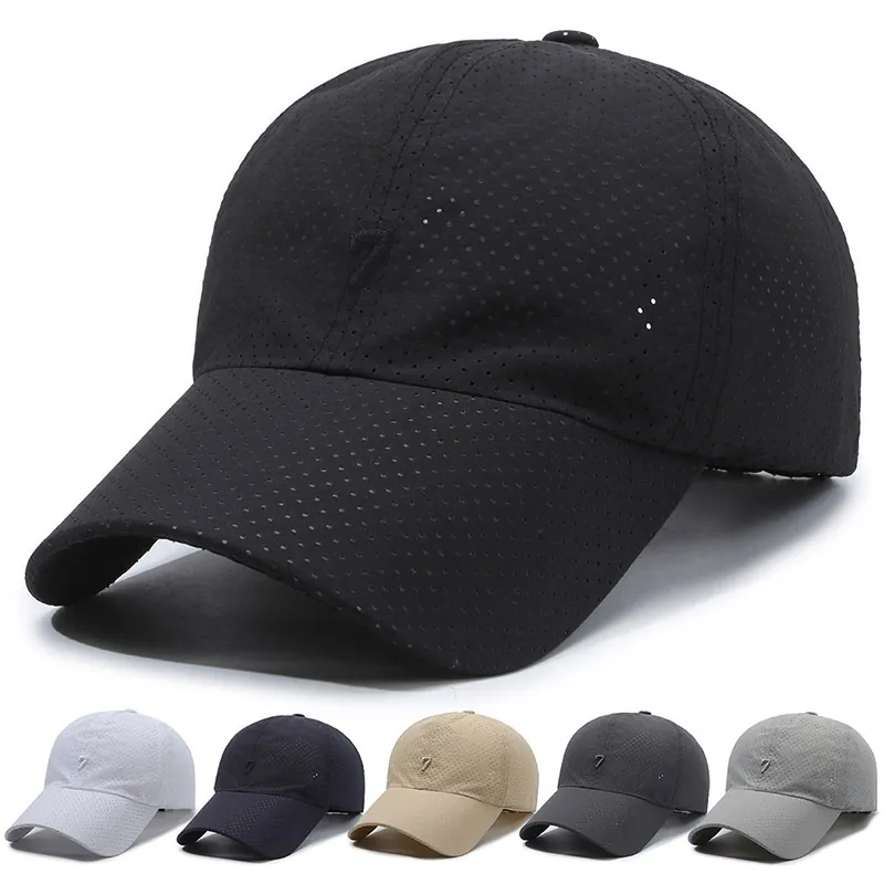 Baseball Cap Quick-Drying Polyester Perforated Breathable Lightweight Outdoor Sports Sunshade Adjustable Unisex