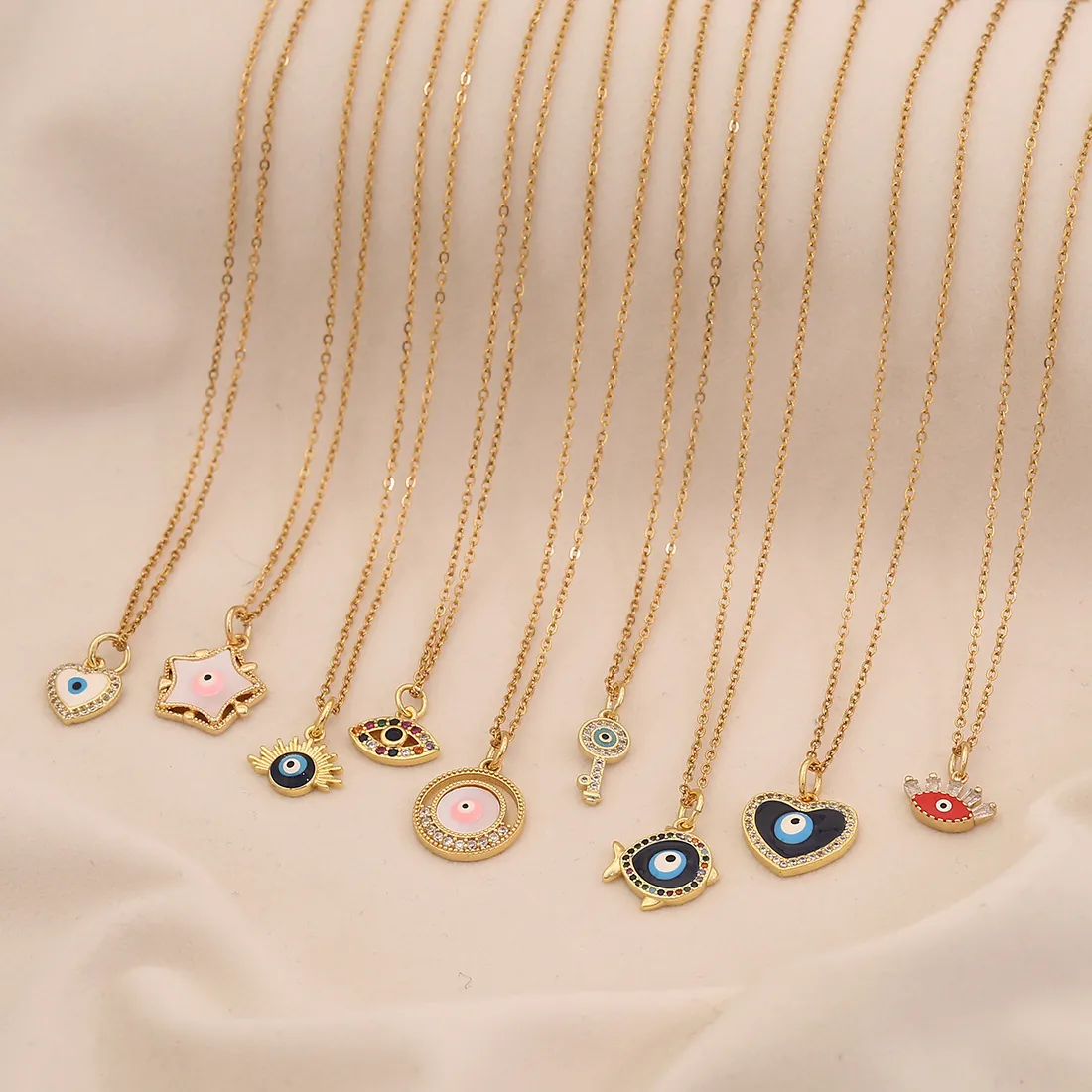 Collana Con Pendente Malocchio Placcata Oro Acciaio Inossidabile Rame Smalto Zirconia Gioielli Da Donna Regalo Moda