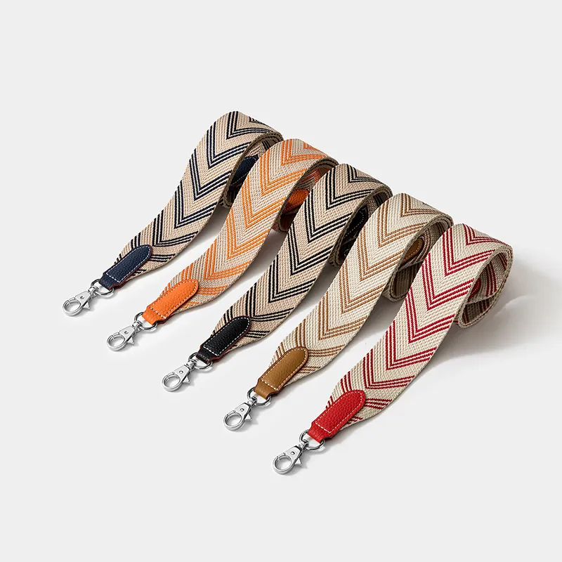 Replacement Bag Strap Wide Shoulder Strap Woven Wax Thread Cowhide Leather Chevron Pattern For Handbags Crossbody