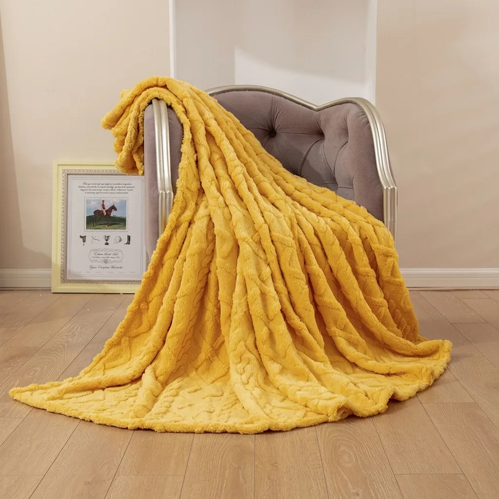 Soft Throw Blanket Solid Color 3D Jacquard Diamond Pattern Flannel Fleece For Sofa Bed All Seasons Warm Cozy Plush Cover