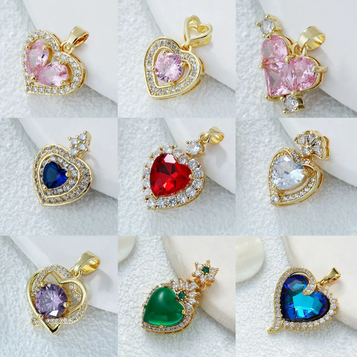 Collier Pendentif Cœur Cuivre Plaqué Or Micro Pavé Zircone Mode Bijoux Romantiques Pour Femmes Cadeau Accessoire