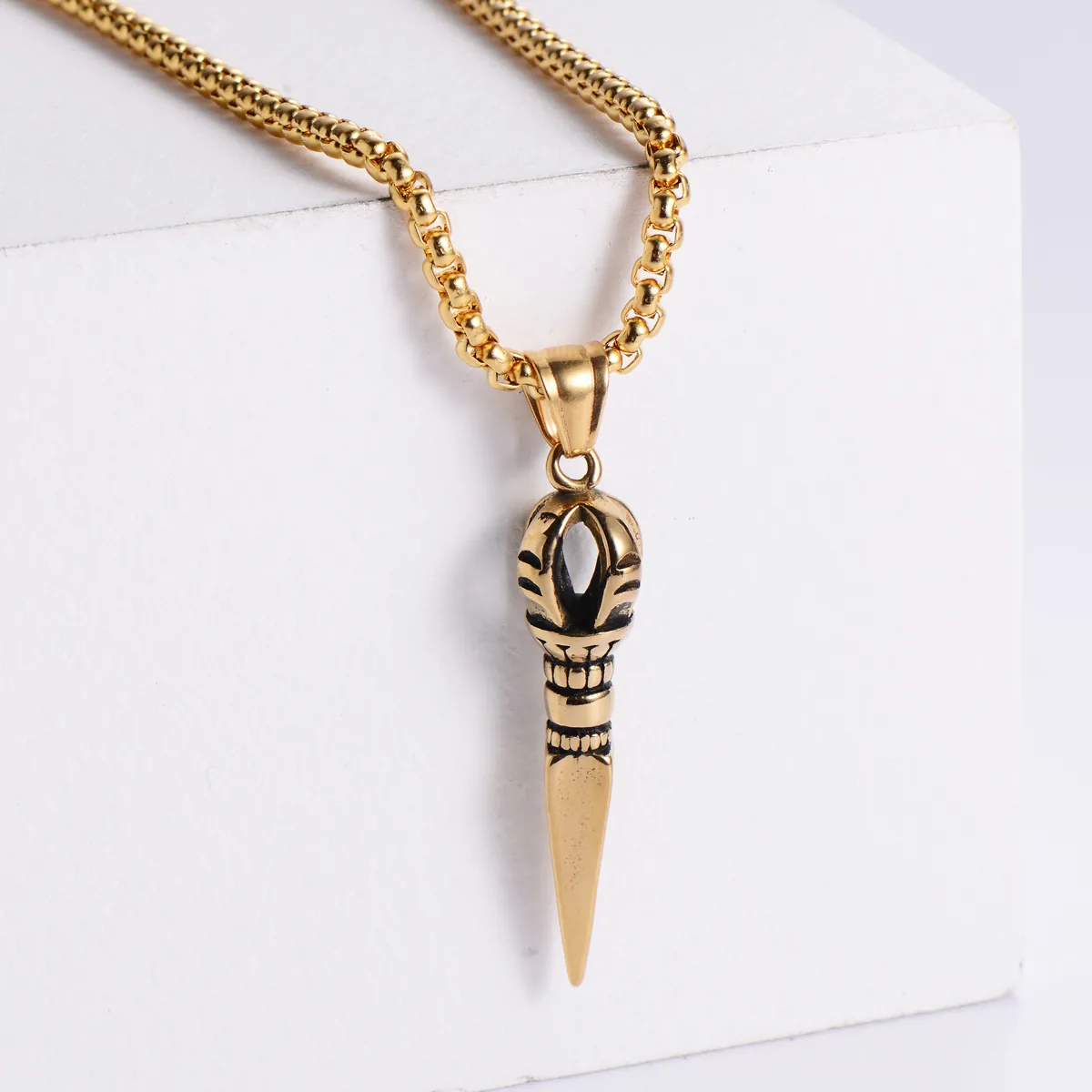 Buddhist Vajra Pestle Pendant Necklace 316 Stainless Steel Retro Punk Gothic Jewelry For Men