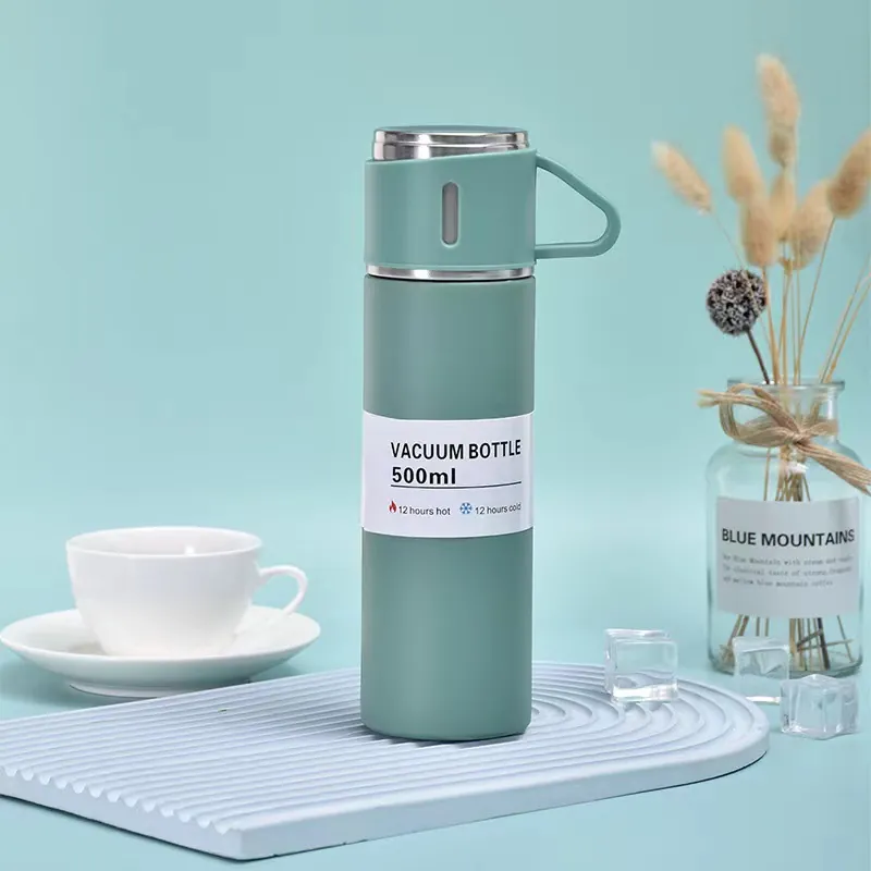304 Stainless Steel Vacuum Flask Insulated Water Bottle With Portable Handle And Multiple Lids Business Office Travel Drinkware