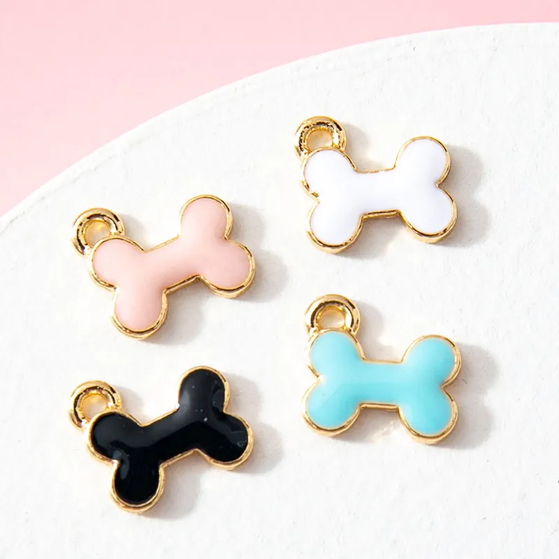 Bone Shaped Alloy Enamel Charms For DIY Jewelry Making Bracelet Earring Cute Colorful Metal Pendants Small Accessories