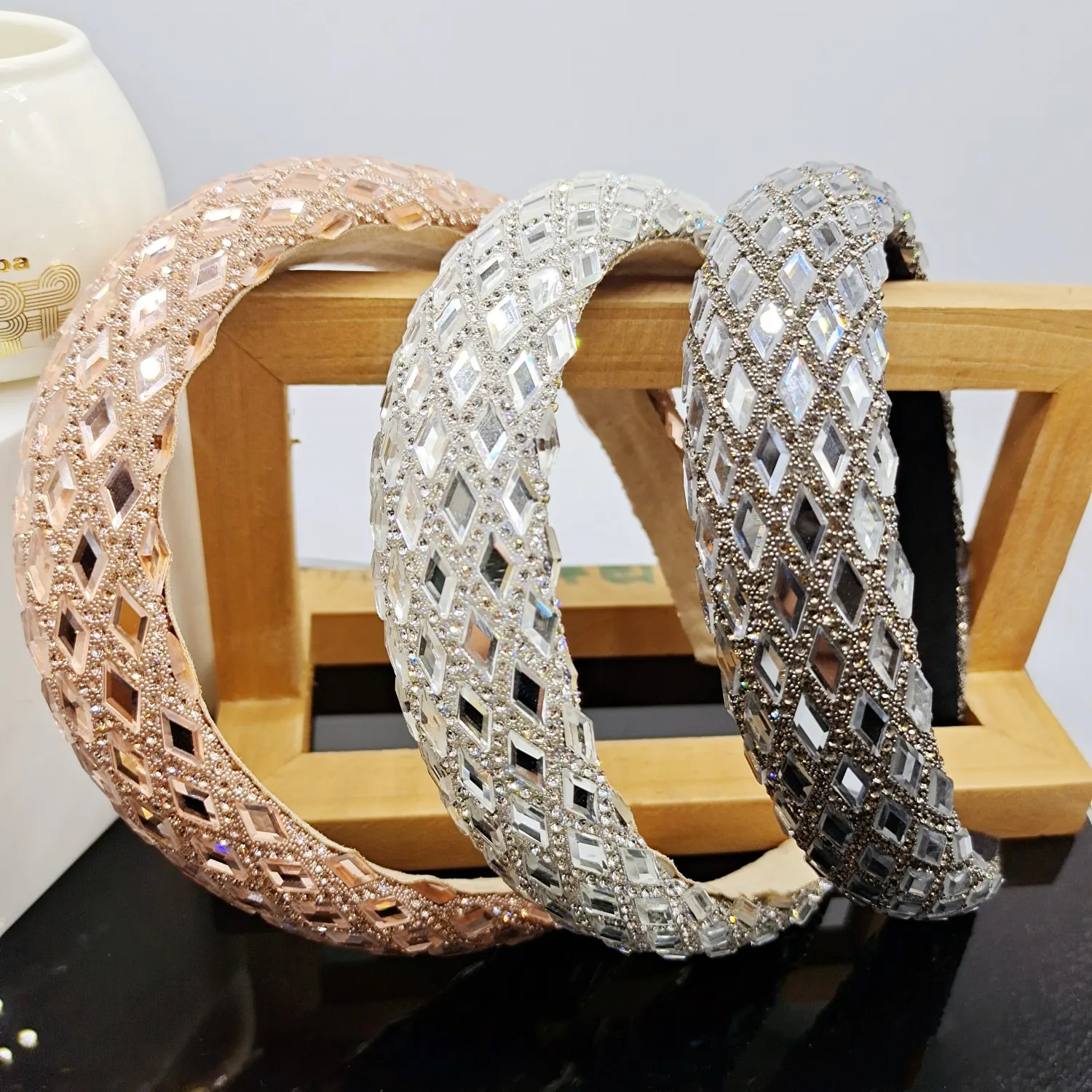 Shiny Rhinestone Headband Crystal Padded Vintage Style Hairband Elegant Hair Accessories For Women