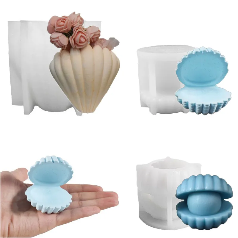 Stampo In Silicone A Forma Di Conchiglia Fusione In Resina Fai Da Te Gesso Candela Profumata Scatola Di Immagazzinaggio Vaso