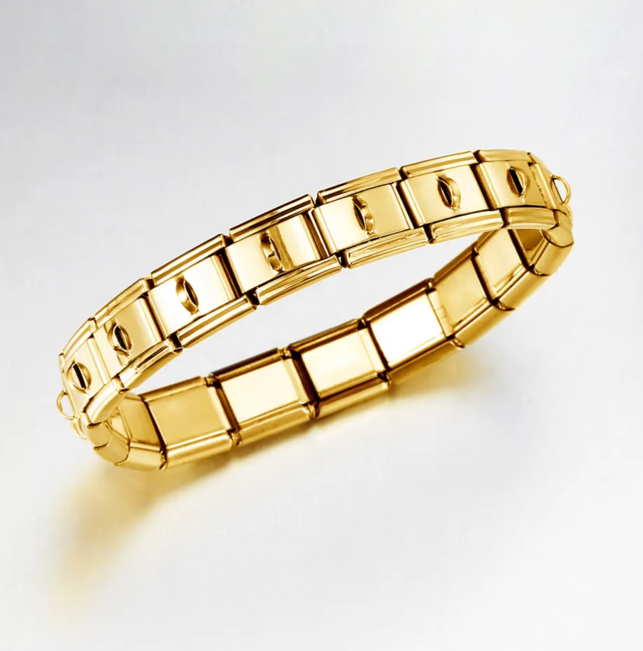Bracelet À Breloques Modulaire Italien En Acier Inoxydable Élastique DIY Bijoux Pour Hommes Femmes