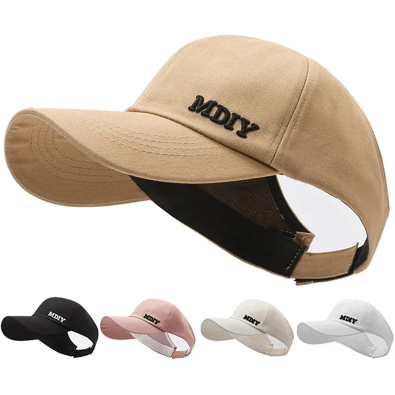Casquette De Baseball À Toit Ouvert Pour Femme Large Bord Visière Hat Ponytail Friendly Tissu Respirant Broderie Lettre Outdoor Réglable