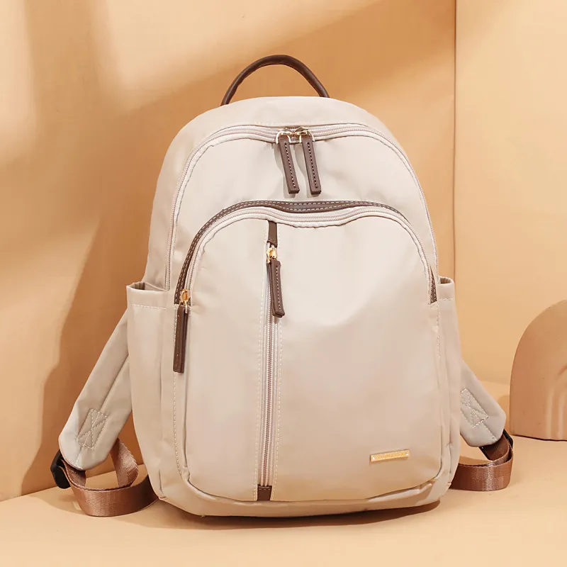 Mochila De Moda Para Mujer Tela Oxford Ligera Viaje Gran Capacidad Multibolsillo Minimalista Casual De Diario
