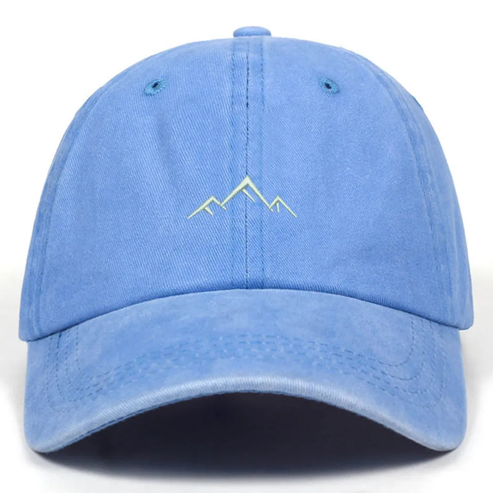 Retro Washed Cotton Baseball Cap With Mountain Embroidery For Men Women Adjustable Distressed Dad Hat Outdoor Sport Trucker Cap
