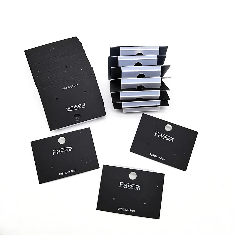 Black Matte Earring Display Cards Jewelry Packaging Holders For Studs And Earrings With Hanging Hole Fashion Style