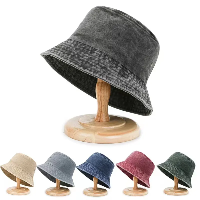 Cappello Da Pescatore In Denim Lavato Cotone Protezione Solare Vintage Esterno Uomo Donna Versatile Tutte Le Stagioni Pieghevole