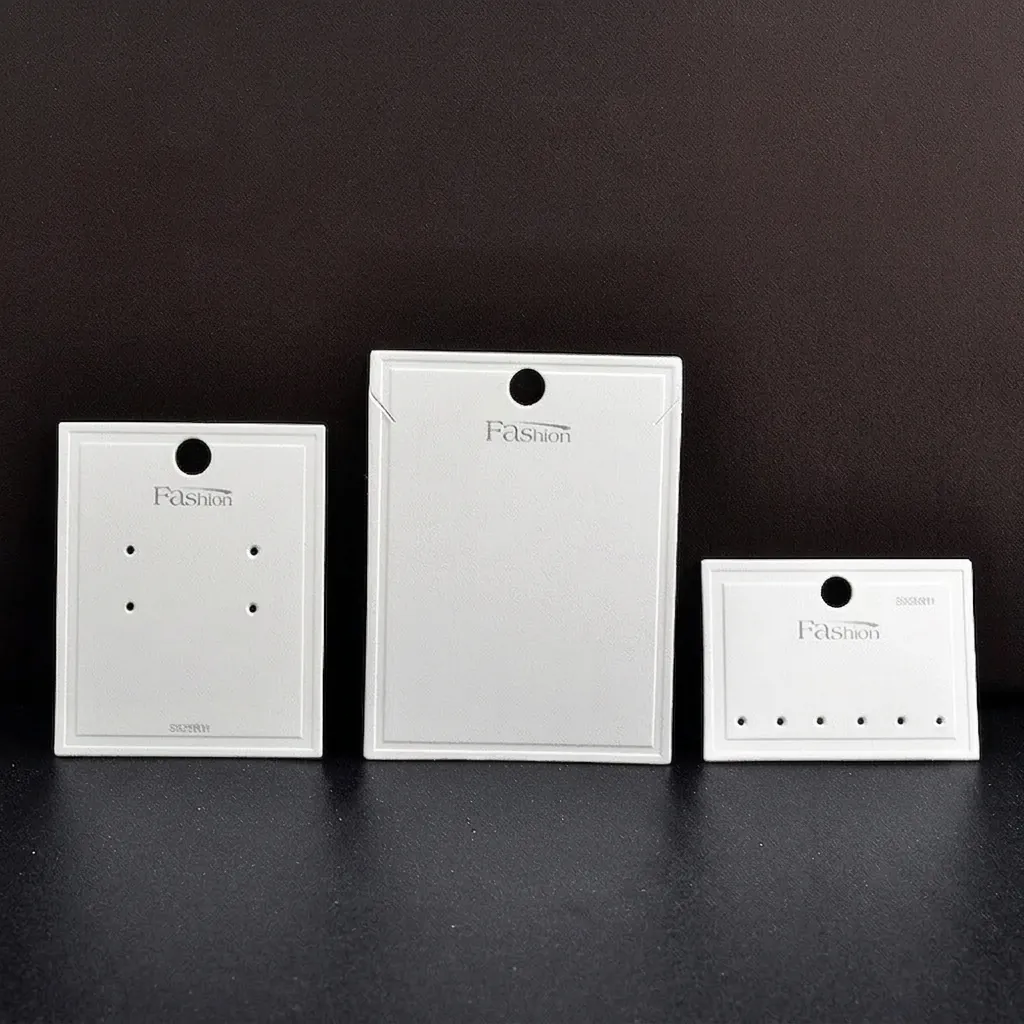 Jewelry Display Cards White Cardboard Embossed For Necklaces Earrings With 925 Sterling Silver Earring Post Label
