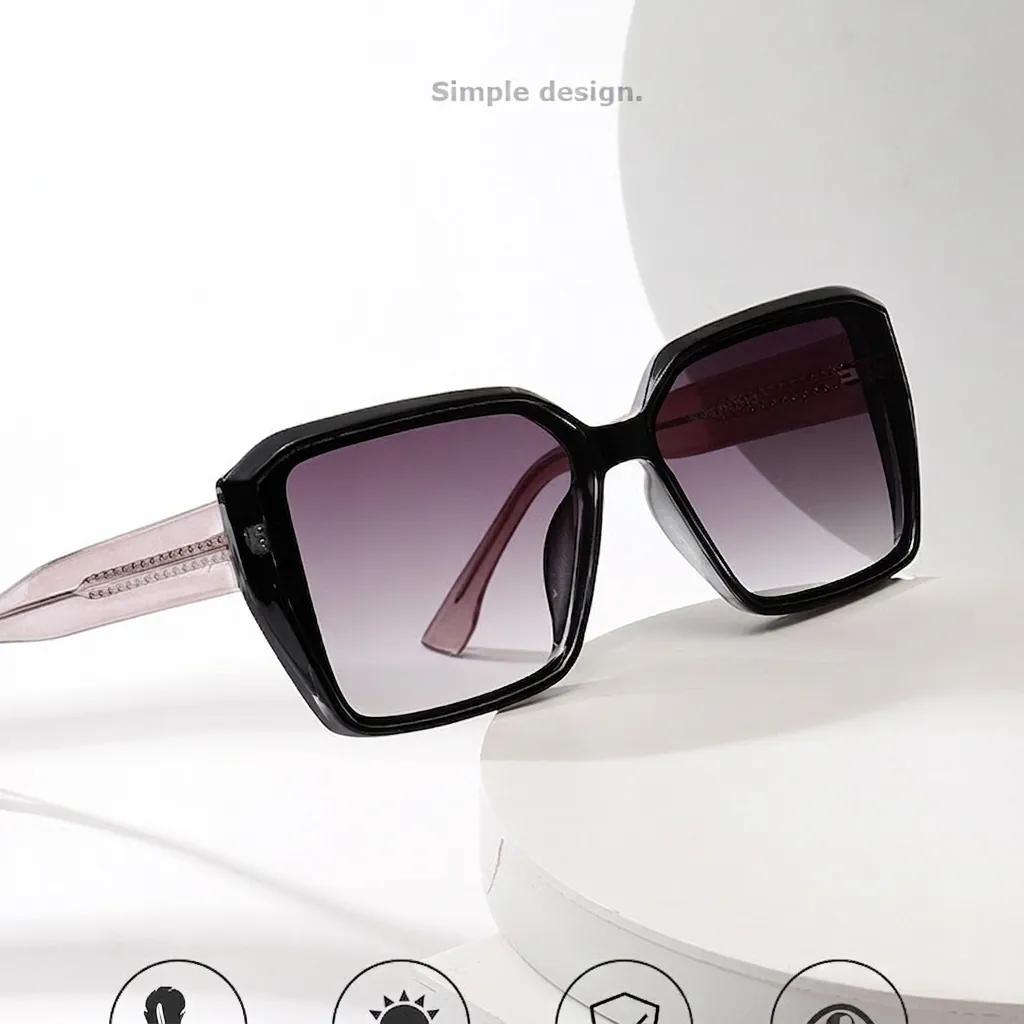 Square Sunglasses Oversized Fashion Retro Gradient Lens UV400 Plastic Metal Frame For Women Men
