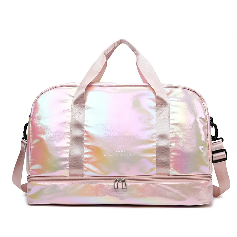 Holographische Irisierende Reisetasche Große Kapazität Wasserdicht Mit Schuhfach Trocken Nass Trennung Für Fitness Sport