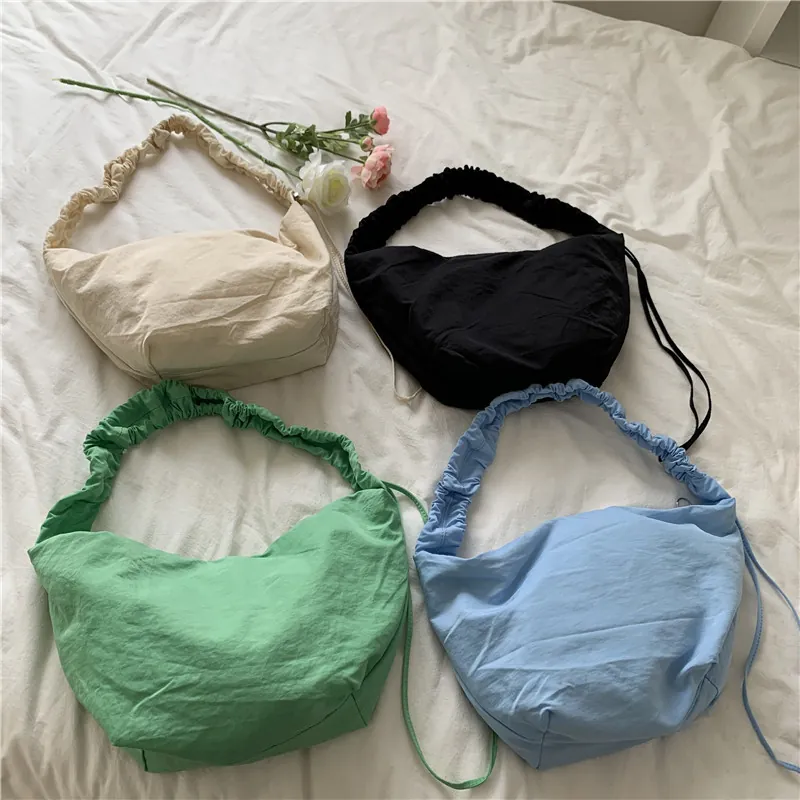 Borsa A Spalla In Nylon Da Donna Con Tracolla Arricciata Scrunchie Grande Capacità Borsa Hobo Crossbody Casual Quotidiana