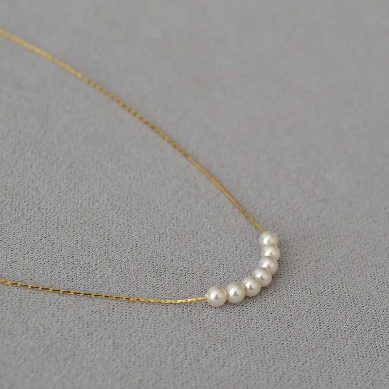 Elegant Faux Artificial Pearl Necklace Brass Gold Plated Minimalist Dainty Choker For Women Daily Wedding Jewelry