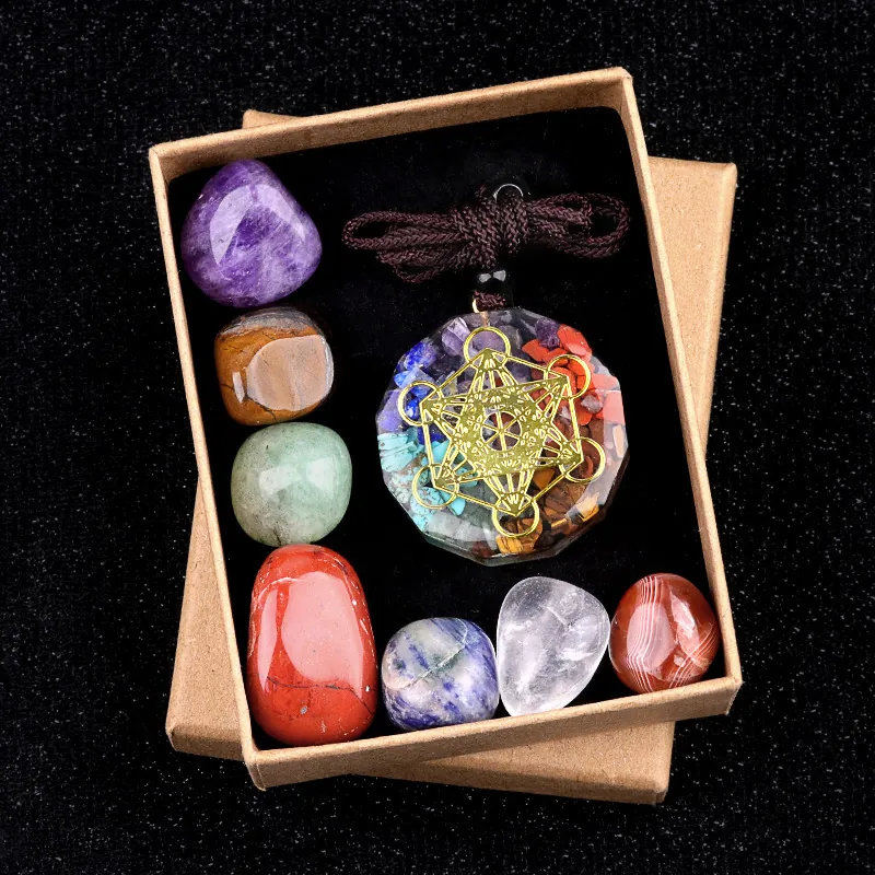 Natural Healing Crystal Orgone Energy Pendant And Tumbled Stones For Yoga Meditation Chakra Balancing