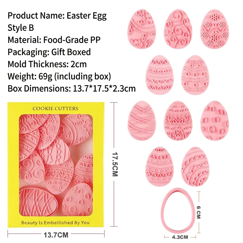 Stampo Per Biscotti Uovo Di Pasqua Plastica Tipo Pressa Motivo In Rilievo Strumenti Da Forno DIY Per Cucina