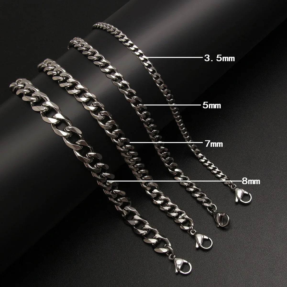 Stainless Steel Cuban Link Bracelet Polished Geometric Chain Minimalist Hip Hop Punk Jewelry For Men Women