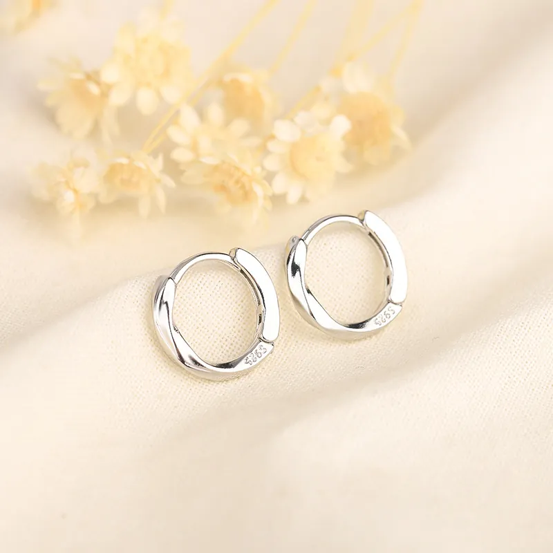 Hoop Earrings Mobius Twisted Design Minimalist Korean Style Elegant Jewelry For Women