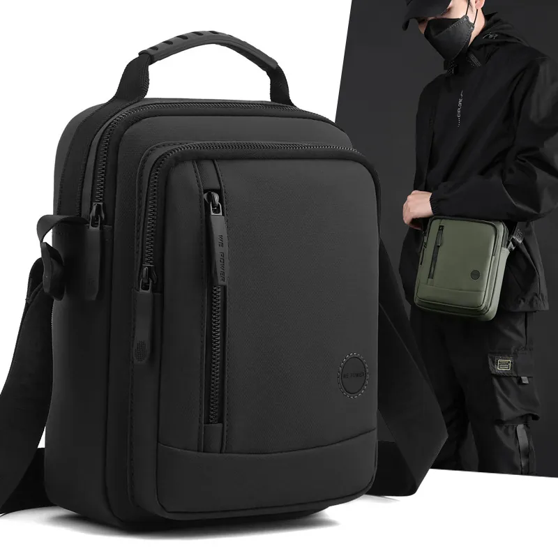 Sac Messager Homme Nylon Imperméable Multi-Poches Bandoulière Sac À Main Business Casual Léger Voyage Pour Homme