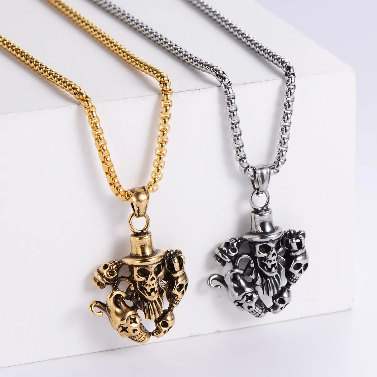 Collana Con Pendente A Teschio Acciaio Inossidabile 304 Gothic Punk Rock Hip Hop Gioielli Retro Per Uomo Donna