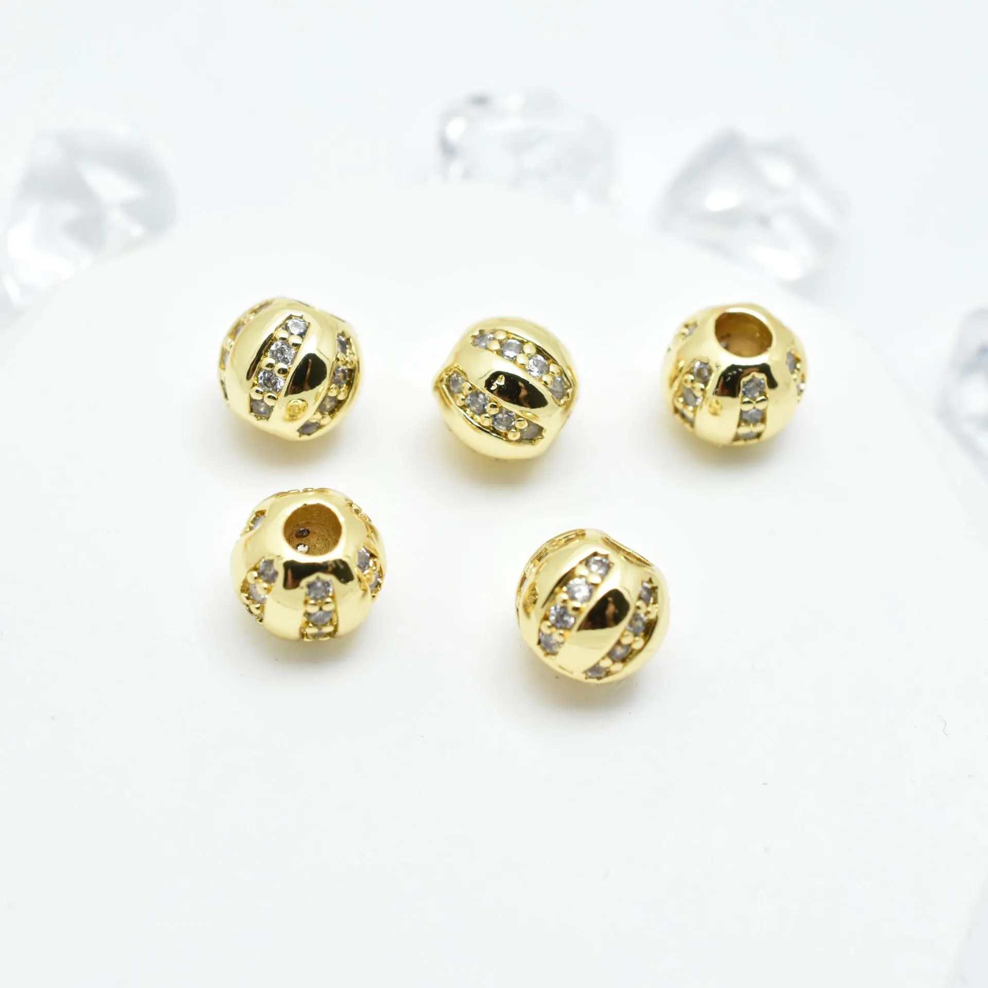 Perle Distanziatrici Rotonde In Rame Con Micro Pavé Zirconia Forma Zucca Lanterna Cava Per Creazione Gioielli DIY