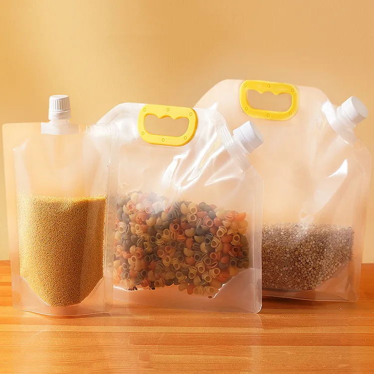 Sacchetto Per La Conservazione Dei Cereali In Plastica Trasparente Con Beccuccio E Maniglia Per L'organizzazione Della Cucina