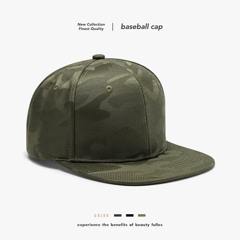 Camouflage Baseball Cap Flat Brim Snapback Breathable Mesh Quick Drying Hip Hop Hat Adjustable Streetwear Six Panel