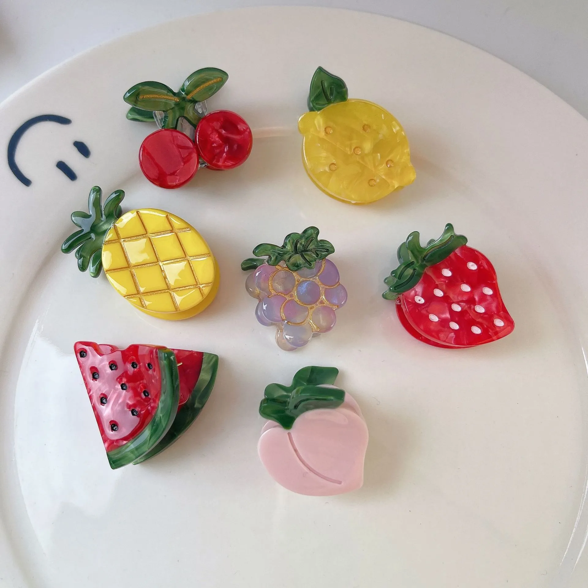 Mini Hair Claws Cute Fruit Shape Acetate Hair Clips For Bangs Kawaii Strawberry Lemon Watermelon Accessories For Women Girls