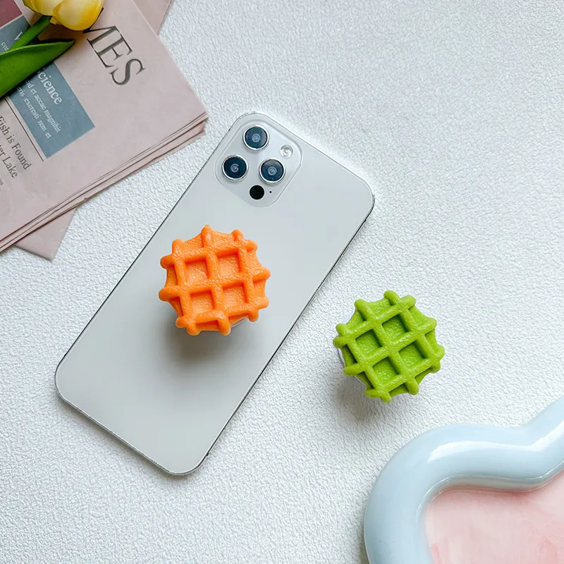 Simpatico Supporto per Cellulare con Airbag a Forma di Waffle Design a Quadretti 3D Impugnatura Pieghevole per Smartphone