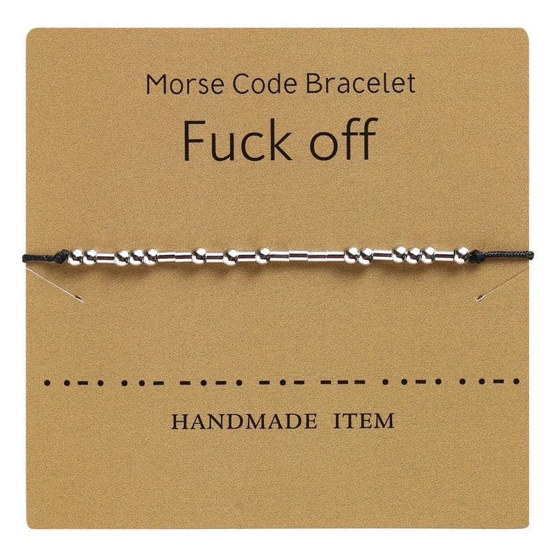 Handgefertigtes Morse-Alphabet Armband Minimalistisches Kupferperlen Verstellbares Seilarmband Damen Herren Schmuck Geschenk