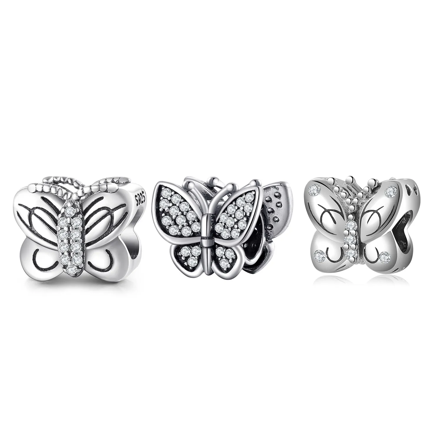 Butterfly Charm Bead 925 Sterling Silver Sparkling Zircon Enamel DIY Jewelry Making For Bracelet Accessory