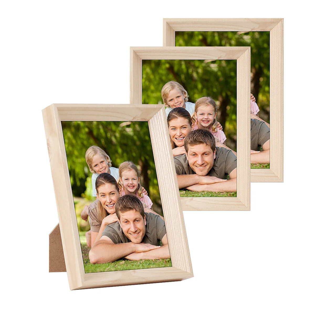 Retro Wood Grain Picture Frame With High Definition Plastic Panel Desktop Stand And Wall Hanging Decor